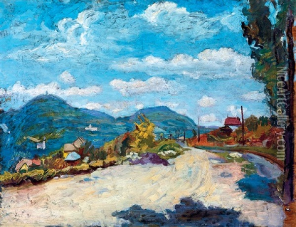 Landscape In Felsobanya Oil Painting - Marton Katz