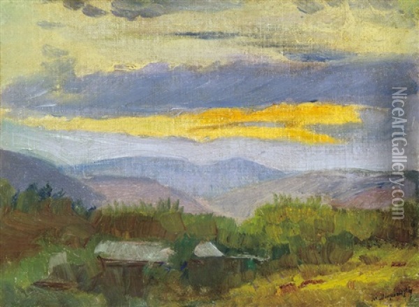 Landscape At Dawn (otatrafured) Oil Painting - Laszlo Mednyanszky