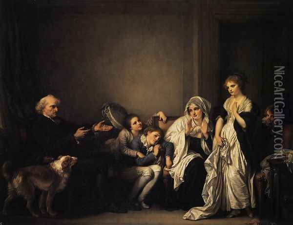 The Widow and Her Priest 1784 Oil Painting - Jean Baptiste Greuze