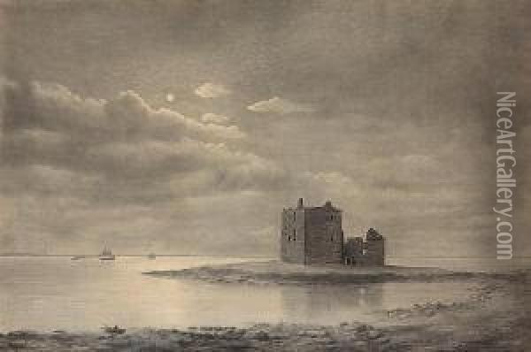 Rosyth Castle, Firth Of Forth Oil Painting - W.G. Quicke
