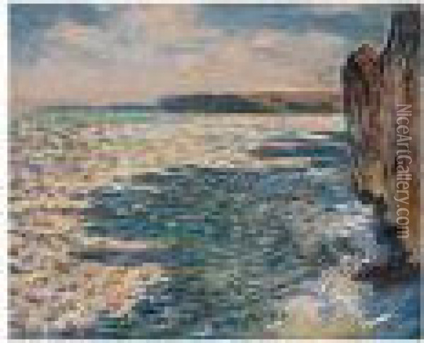 Vagues Et Rochers A Pourville Oil Painting - Claude Oscar Monet