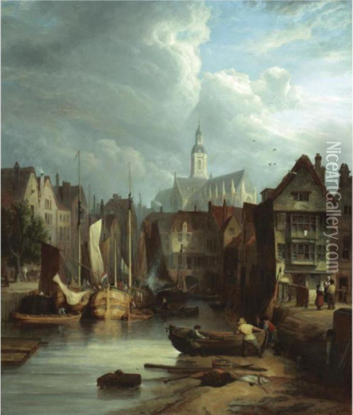 View In Rotterdam Oil Painting - William Clarkson Stanfield