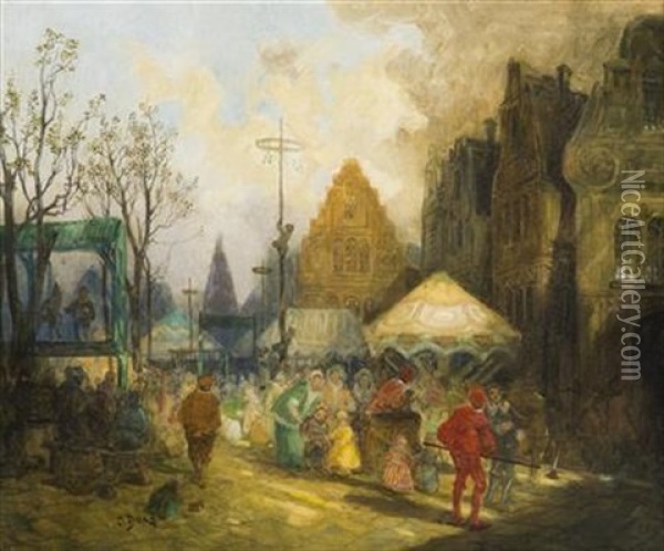 At The Market Oil Painting - Carl Duxa