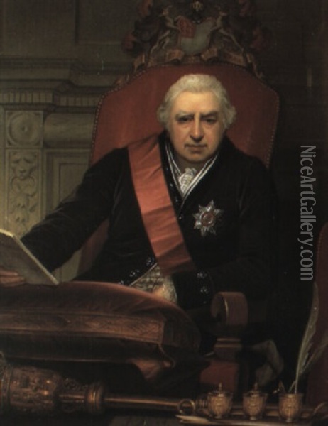 Portrait Of Sir Joseph Banks Oil Painting - Henry Bone