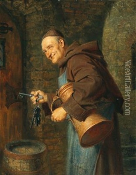 A Cellarer With A Bunch Of Keys Oil Painting - Eduard von Gruetzner