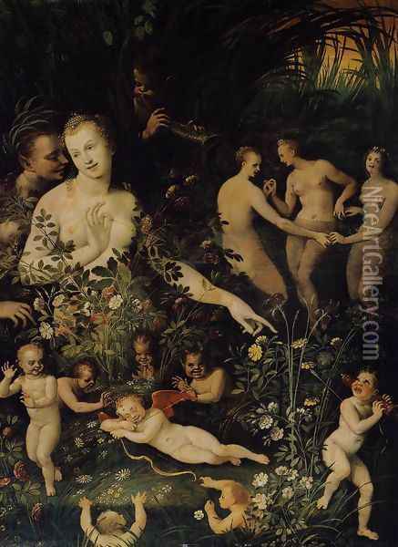 Mythological Allegory c. 1580 Oil Painting - Anonymous Artist