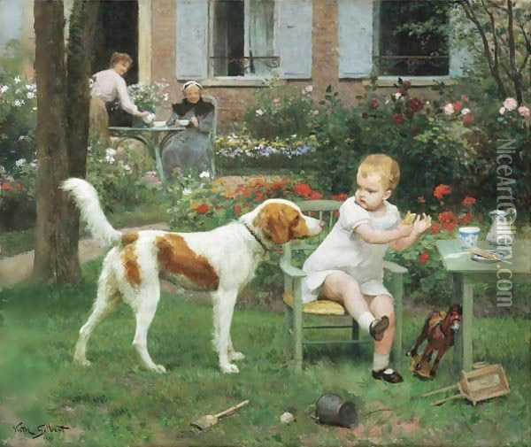 Baby's Snacktime Oil Painting - Victor-Gabriel Gilbert