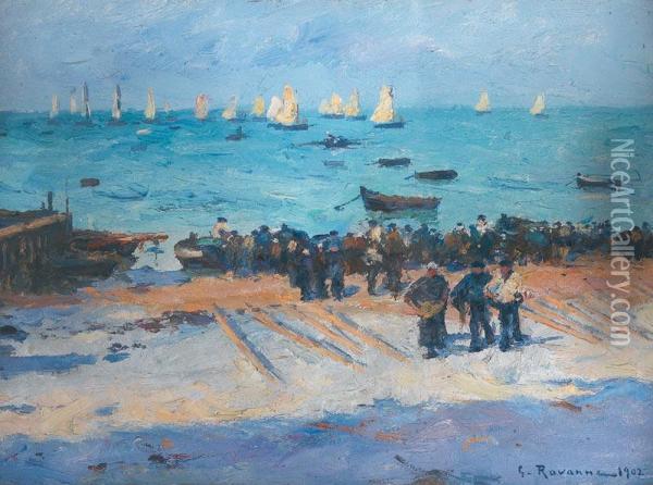 Le Retour Des Pecheurs Oil Painting - Leon Gustave Ravanne