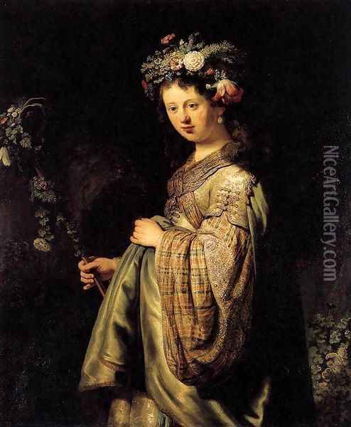 Saskia as Flora 1634 Oil Painting - Harmenszoon van Rijn Rembrandt