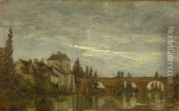 Pont De Moudo Oil Painting - Stanislas Lepine