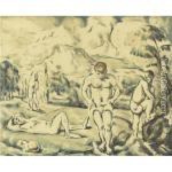 The Large Bathers (venturi 1157; Druick 1) Oil Painting - Paul Cezanne