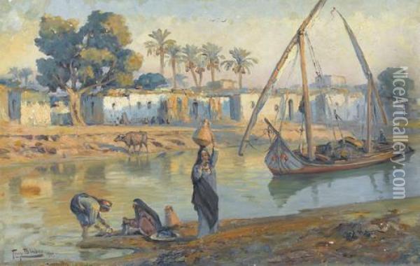 Agyptische Flusspartie In Der Abendsonne Oil Painting - Tony Binder