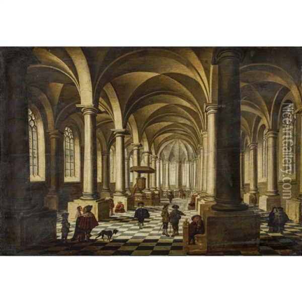 Interieur Einer Dreischiffigen Kirche Oil Painting - Jan van Vucht