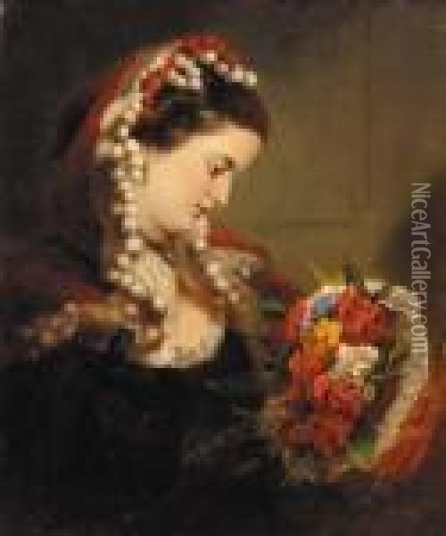 A Victorian Bouquet Oil Painting - William Powell Frith