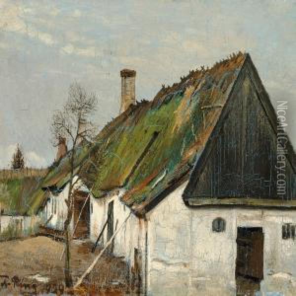 Housesin Herslev Near Roskilde Oil Painting - Laurits Andersen Ring