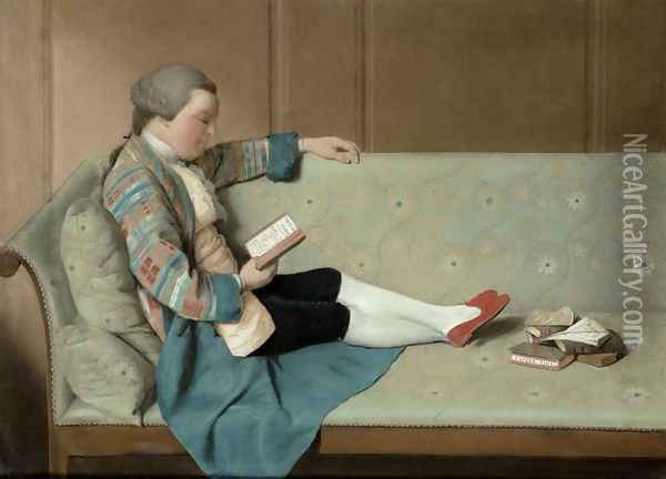 Portrait of a Man Reading John Farr Reading Horaces Odes Oil Painting - Francois Vispre