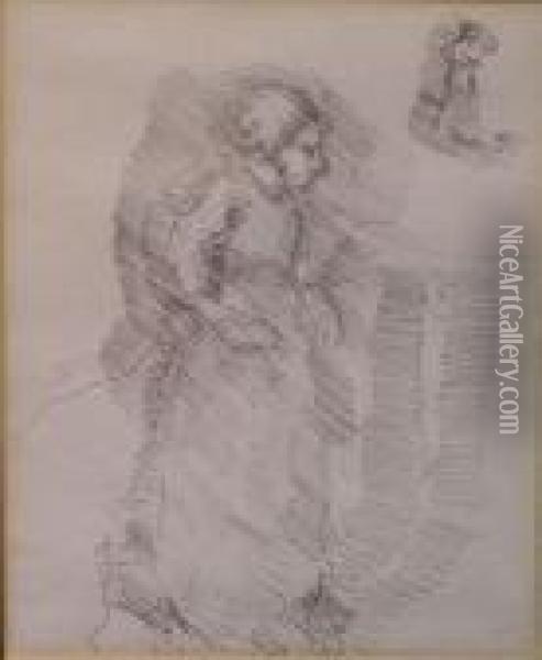 Study Of A Woman Oil Painting - Giovanni Segantini