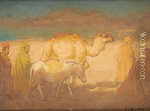 La Caravane Passe Oil Painting - Fedor Van Kregten