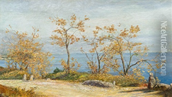 Kustenlandschaft Bei Abbazia Oil Painting - Leontine (Lea) von Littrow