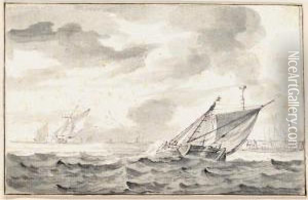 Small Vessels In A Stiff Breeze Oil Painting - Wigerius Vitringa