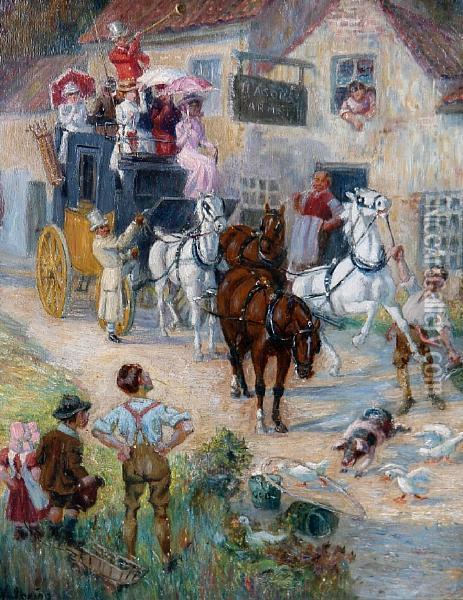 Arriving At The Mason's Arms Oil Painting - William Irving