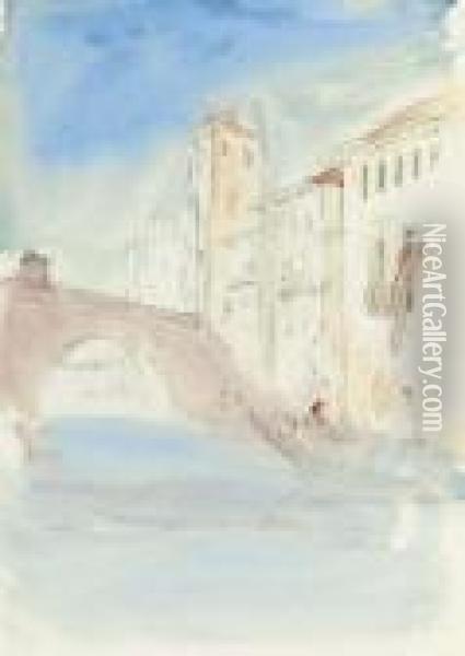 A Gondala On A Venetian Canal Oil Painting - Hercules Brabazon Brabazon