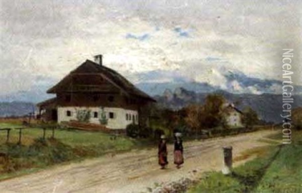 Motiv Bei Salzburg Oil Painting - Eduard Gehbe