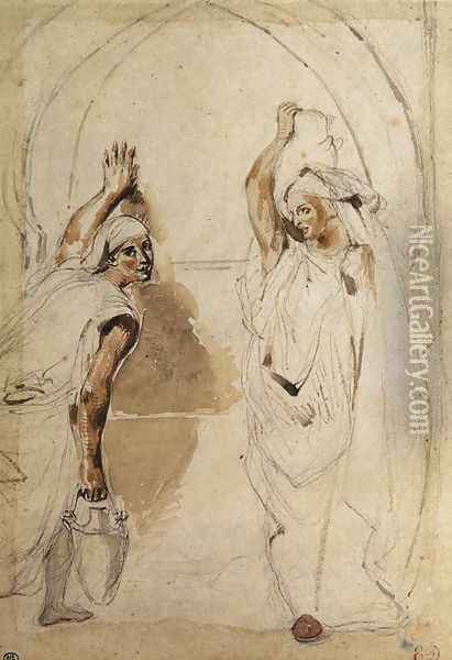 Two Women at the Well 1832 Oil Painting - Eugene Delacroix