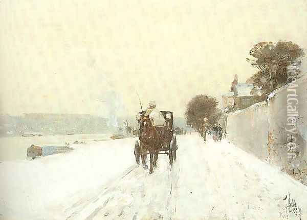 Along the Seine, Winter 1887 Oil Painting - Childe Hassam