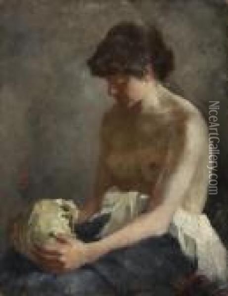 Weiblicher Halbakt Alsvanitas Oil Painting - Marius Bauer