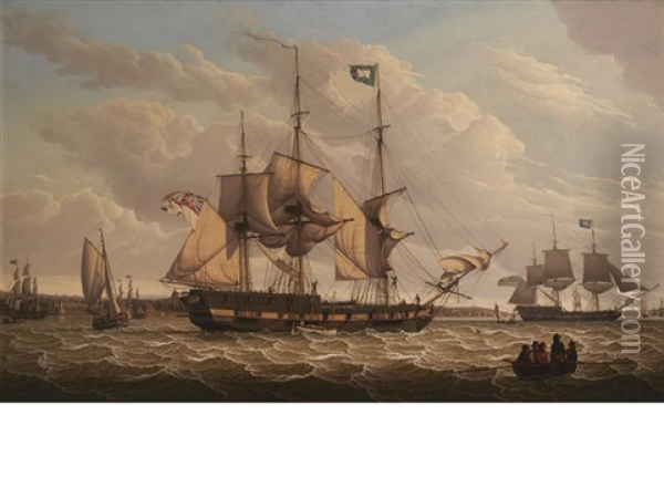 Shipping Off Birkenhead Oil Painting - Robert Salmon
