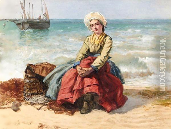 Breton Fisher Girl Oil Painting - Edward Killingworth Johnson