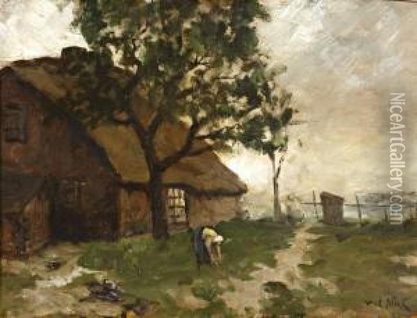 Boerin Op Het Erf Oil Painting - Willem Van Der Nat