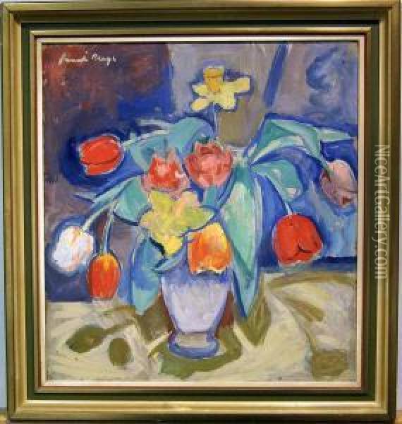 Blommor I Vas. Oil Painting - Svante Bergh