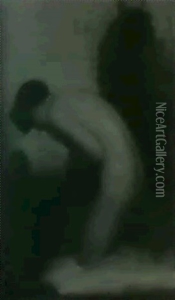 Nude Girl On Her Knees Oil Painting - Arthur Hacker
