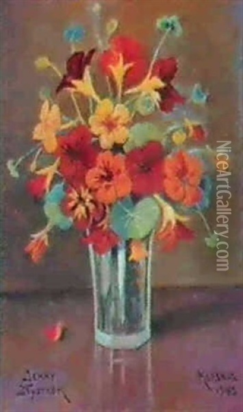 Blommor I Glasvas Oil Painting - Jenny Nystroem