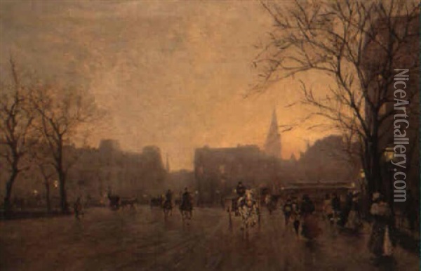 Twilight In New York Oil Painting - Alessandro Guaccimanni