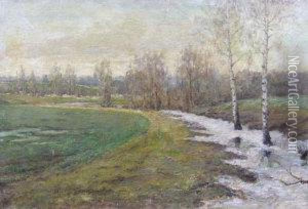 A Winter Woodland Landscape Oil Painting - Isaak Ilyich Levitan