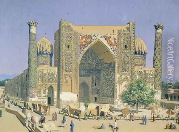 Medrasah Shir-Dhor at Registan place in Samarkand, 1869-70 Oil Painting - Vasili Vasilyevich Vereshchagin