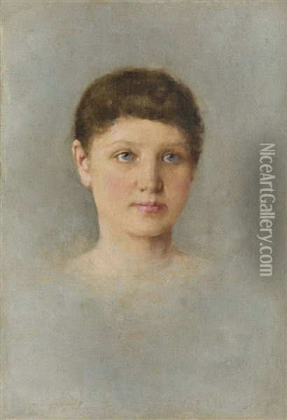 Portret Kobiecy Oil Painting - Aleksander Augustynowicz