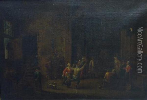 Interior Of An Inn With Peasants Merrymaking Oil Painting - David The Younger Teniers