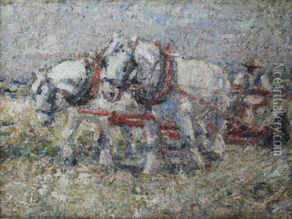 Ploughing Oil Painting - Harry Filder
