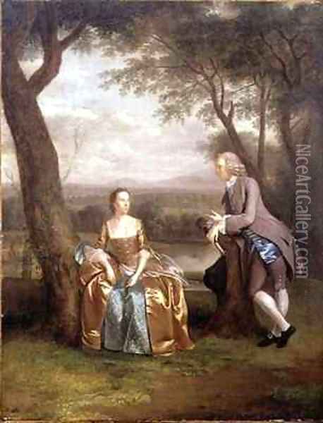 Portrait of a Couple possibly Daniel and Mary Swaine of Leverington Hall Isle of Ely Cambridgeshire Oil Painting - Arthur Devis