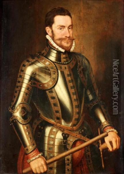 Renaissance Gentleman In Armor Oil Painting - Pieter Pourbus