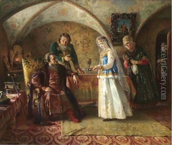 From The Everyday Life Of The Russian Boyar In The Late XVII Century Oil Painting - Konstantin Egorovich Egorovich Makovsky