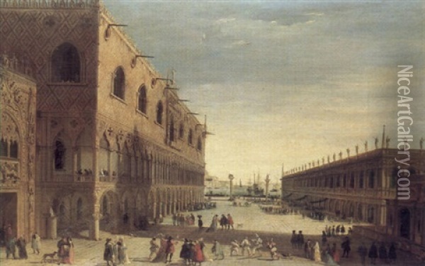 Venice, A View With The Piazzetta, Looking South Oil Painting - Giuseppe Bernardino Bison