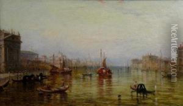 Gondolas And Sailing Boats On The Grand Canal, Venice Oil Painting - Alfred Pollentine