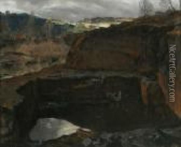 Moorlandschaft Vor Gewitter Oil Painting - Albert Stagura