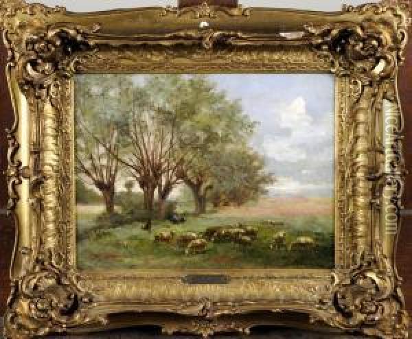 Paysage Avec Moutons Oil Painting - Jean-Ferdinand Chaigneau