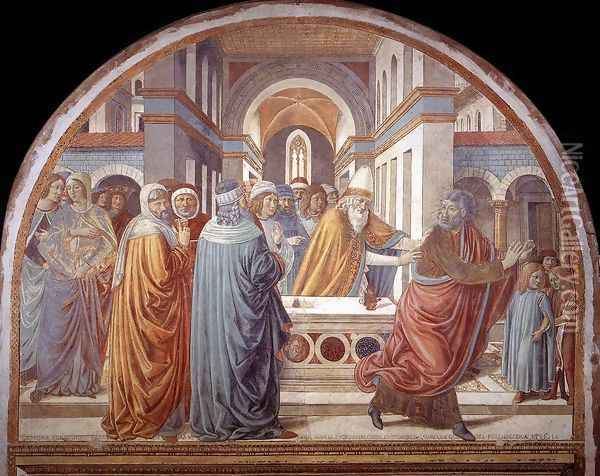 Expulsion of Joachim from the Temple 1491 Oil Painting - Benozzo di Lese di Sandro Gozzoli